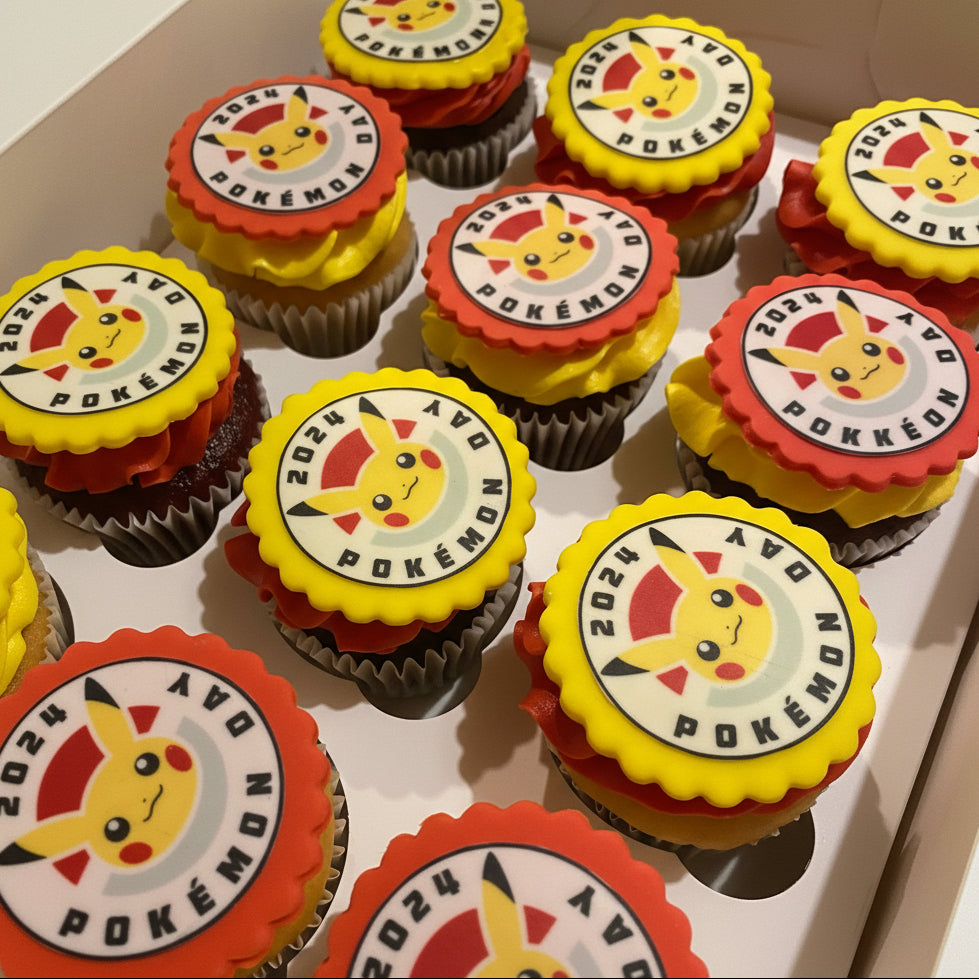 Cupcakes with Pokémon-themed toppers