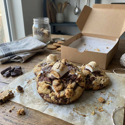 S’more cookies with toasted marshmallows and chocolate – New York bakery-style cookie recipe by Sweet Bakery Dublin.